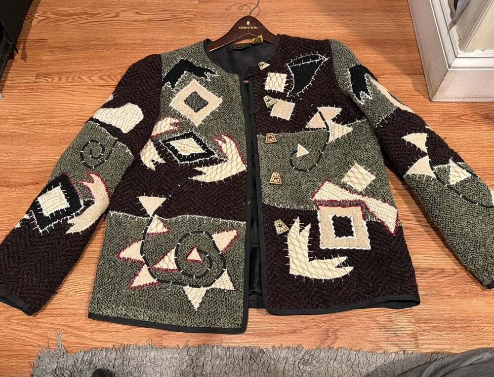 Julia Kim Vintage Abstract Patchwork Art to Wear Jacket Size S